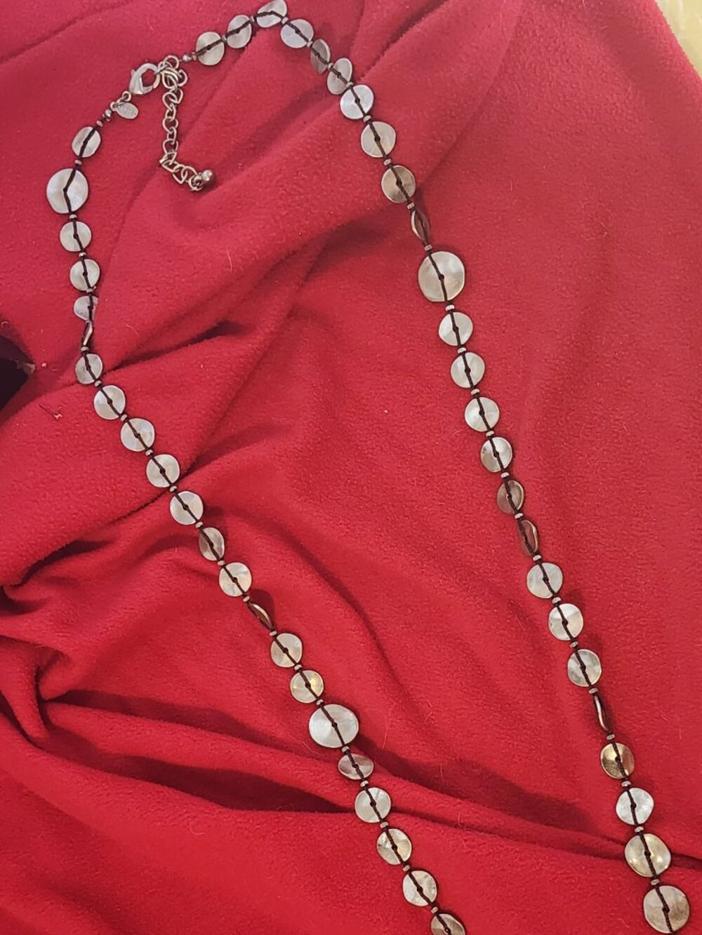 Chico's Old Gold Tone Threaded Metal Circles Long Vintage Adj 40.5" Necklace - Picture 12 of 16